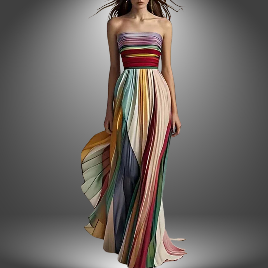 Dylan – Maxikleid mit bunten Streifen und Tube-Top