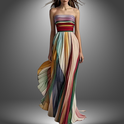 Dylan – Maxikleid mit bunten Streifen und Tube-Top