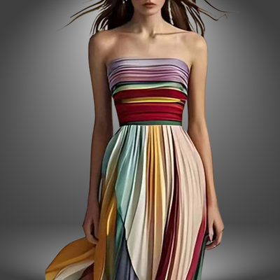 Dylan – Maxikleid mit bunten Streifen und Tube-Top
