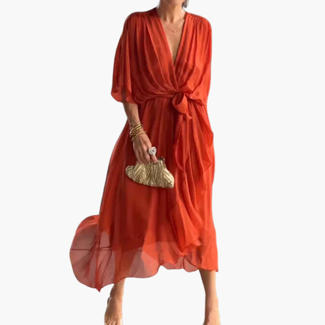 Indie | Chiffonkleid mit V-Ausschnitt für Damen
