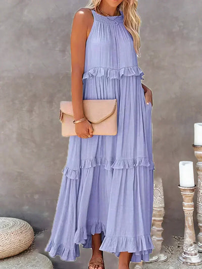 Delilah – Elegantes Neckholder-Kleid mit Rüschenbesatz