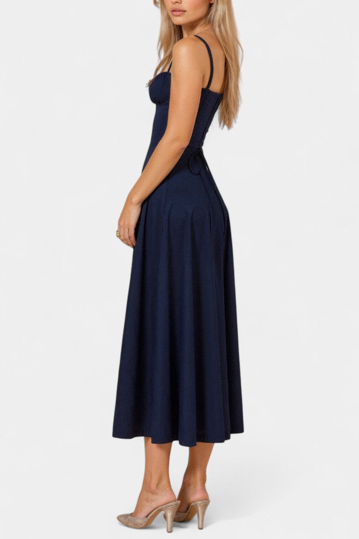 Flora-  Corset A-Line Midi Dress