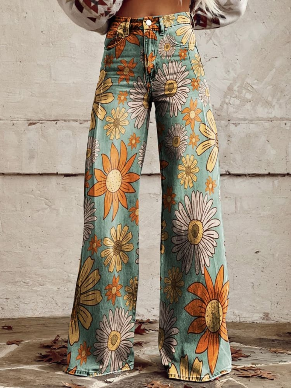 DAISY™ - Vintage-Hose mit weitem Bein und Blumenmuster