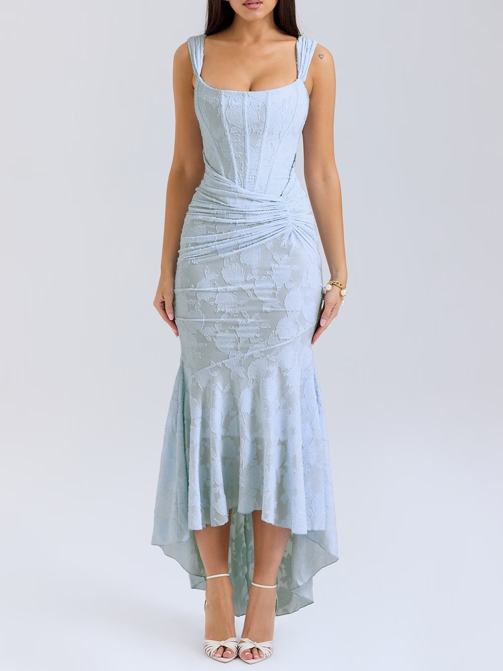 Cesca - Floral Burnout Corset Maxi Dress