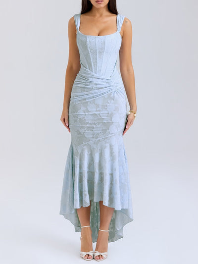 Cesca - Floral Burnout Corset Maxi Dress
