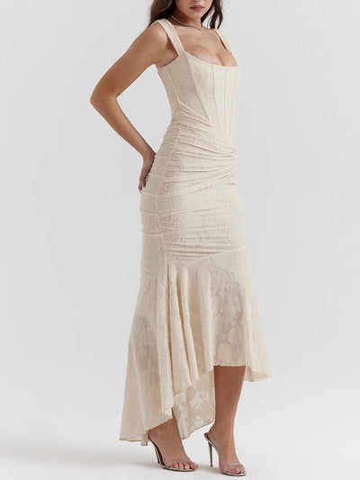 Cesca - Floral Burnout Corset Maxi Dress