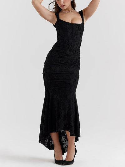 Cesca - Floral Burnout Corset Maxi Dress