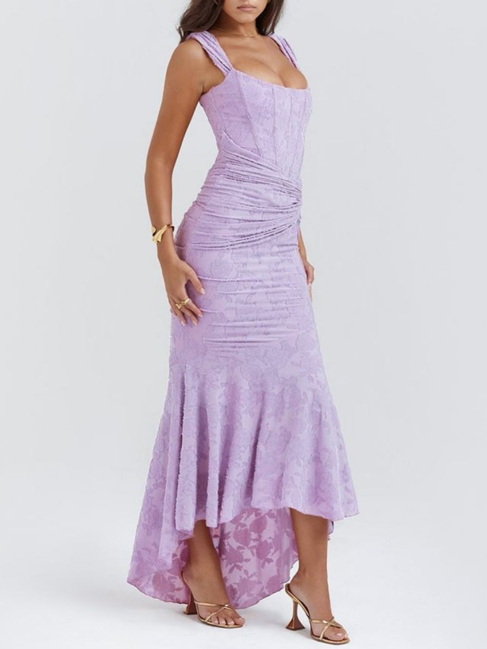 Cesca - Floral Burnout Corset Maxi Dress