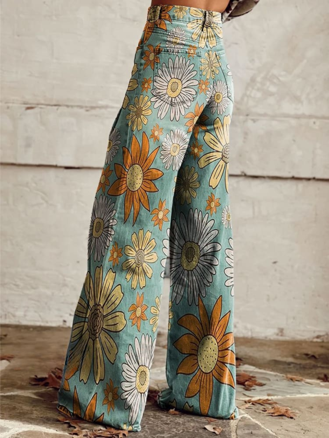 DAISY™ - Vintage-Hose mit weitem Bein und Blumenmuster