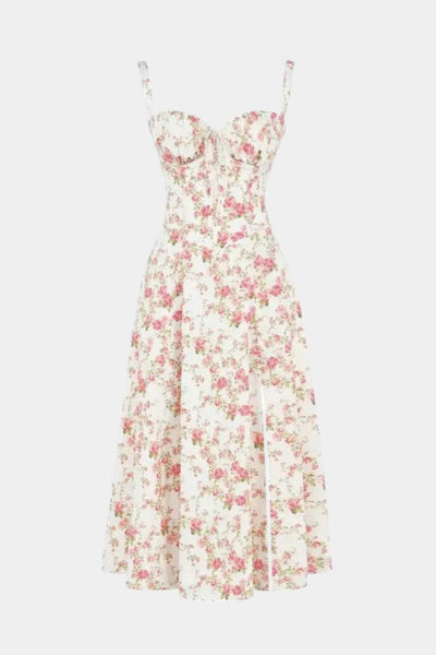 Flora-  Corset A-Line Midi Dress