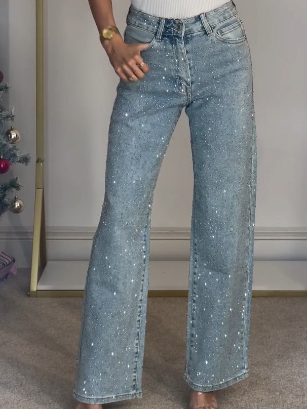 Elyse™ | Diamanté Straight Jeans