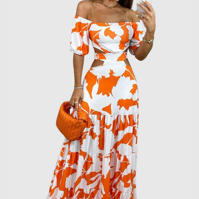 Arden – Elegantes Midikleid im Cut-Out-Stil mit unregelmäßiger Maserung