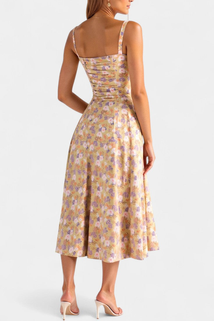 Flora-  Corset A-Line Midi Dress