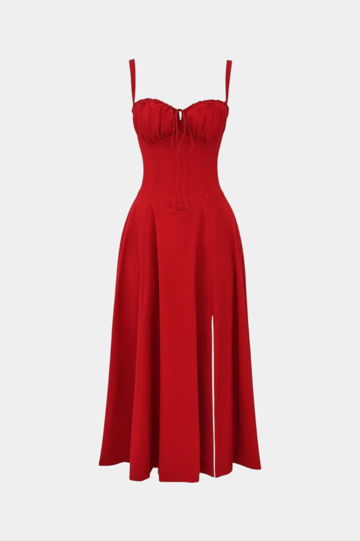 Flora-  Corset A-Line Midi Dress