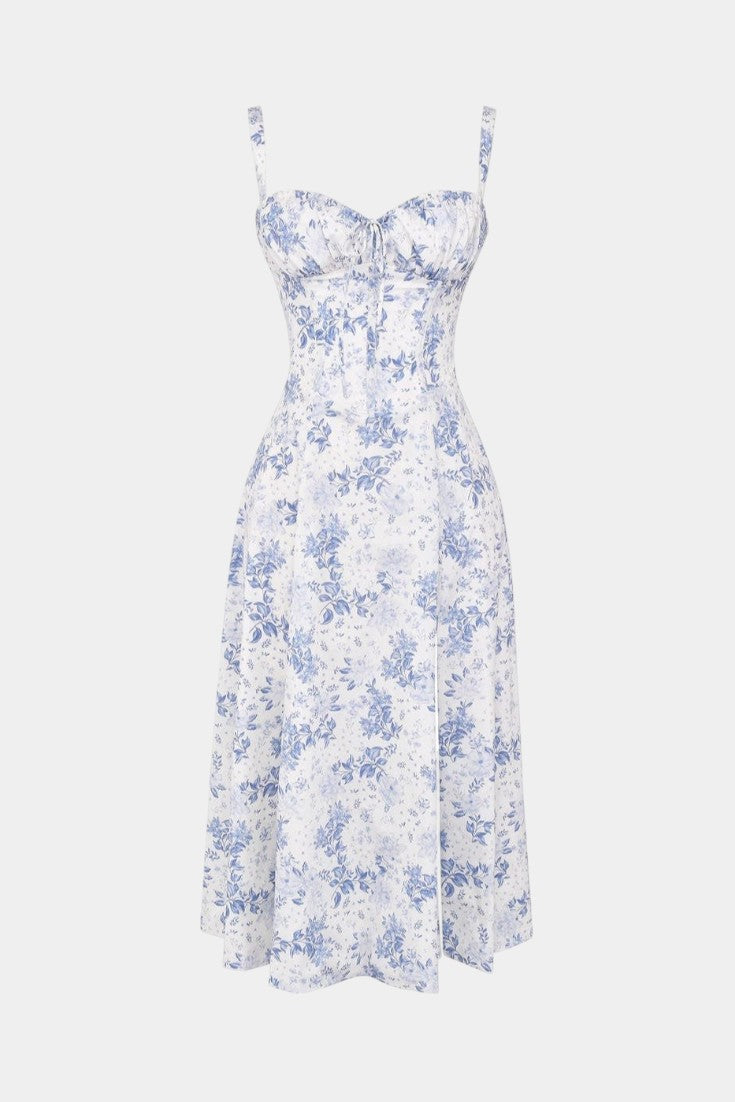 Flora-  Corset A-Line Midi Dress