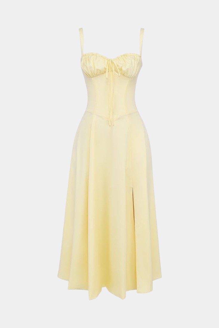 Flora-  Corset A-Line Midi Dress