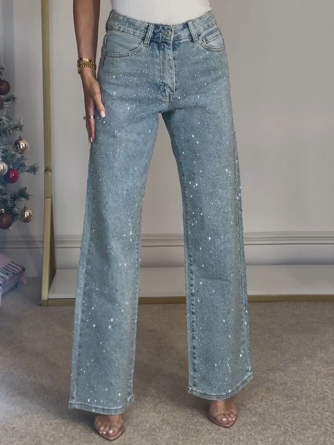 Elyse™ | Diamanté Straight Jeans
