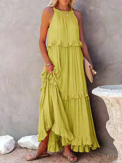 Delilah – Elegantes Neckholder-Kleid mit Rüschenbesatz