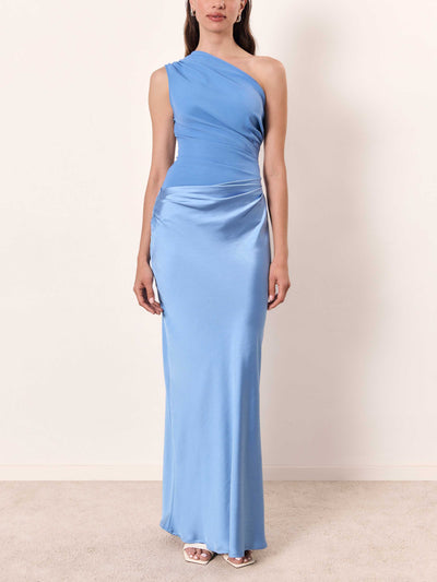 Alina - One-Shoulder Pleated Maxi Dress