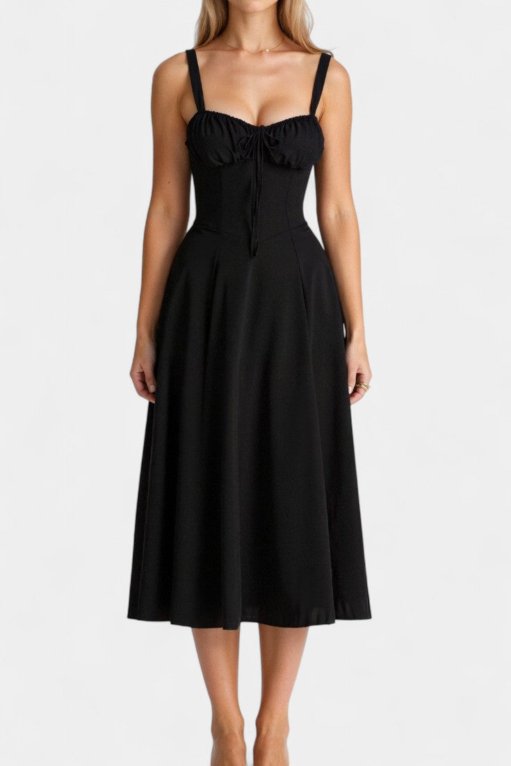 Flora-  Corset A-Line Midi Dress