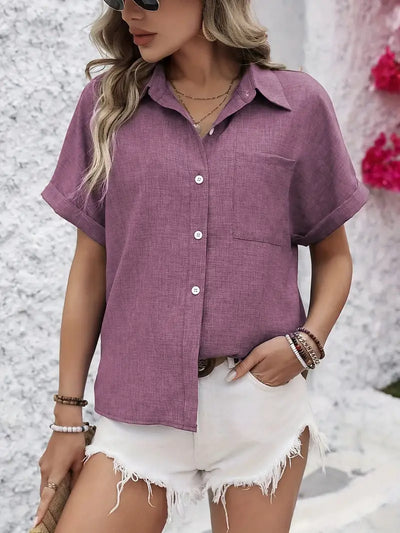 Avina™ | Elegant Short Sleeve Shirt with Pocket