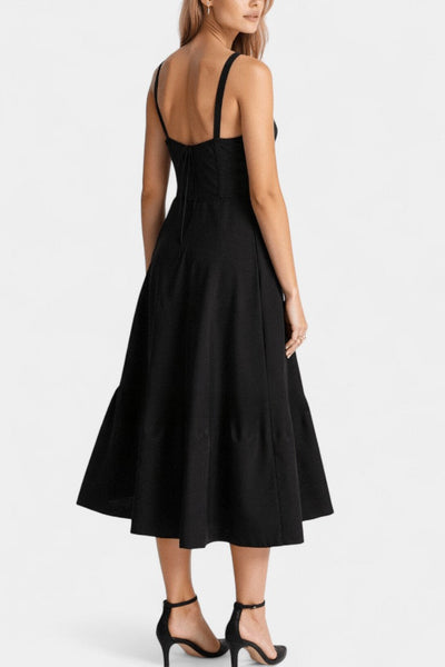 Flora-  Corset A-Line Midi Dress
