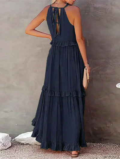 Delilah – Elegantes Neckholder-Kleid mit Rüschenbesatz