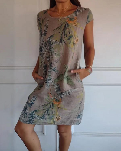 Ofeliya™ | Printed Linen Dress