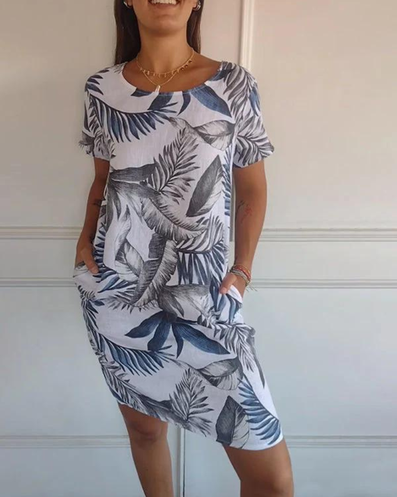 Ofeliya™ | Printed Linen Dress