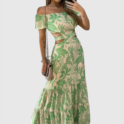 Arden – Elegantes Midikleid im Cut-Out-Stil mit unregelmäßiger Maserung