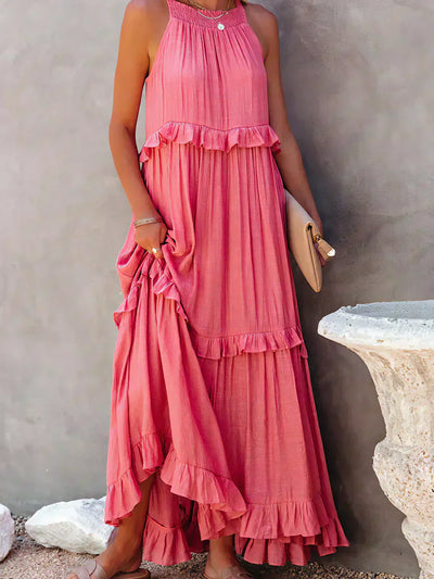 Delilah – Elegantes Neckholder-Kleid mit Rüschenbesatz