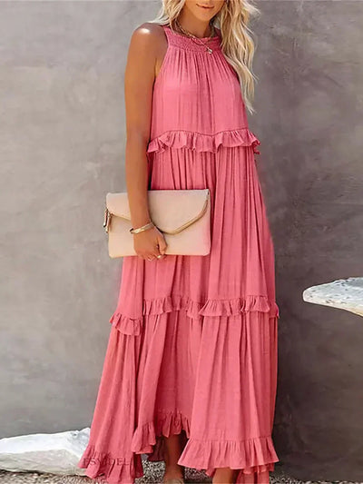 Delilah – Elegantes Neckholder-Kleid mit Rüschenbesatz