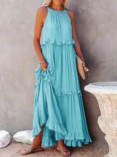 Delilah – Elegantes Neckholder-Kleid mit Rüschenbesatz