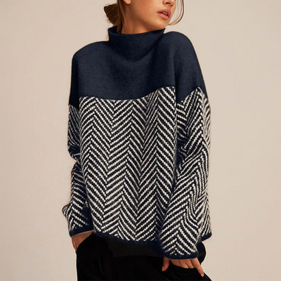 NORA™ | Zweifarbiger Pullover mit hohem Kragen