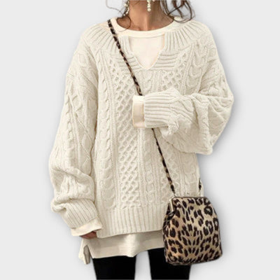 Lili - Übergroßer Strickpullover mit Zopfmuster