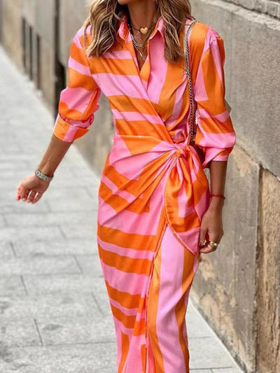 Bernice – Gestreiftes Midi-Hemdkleid