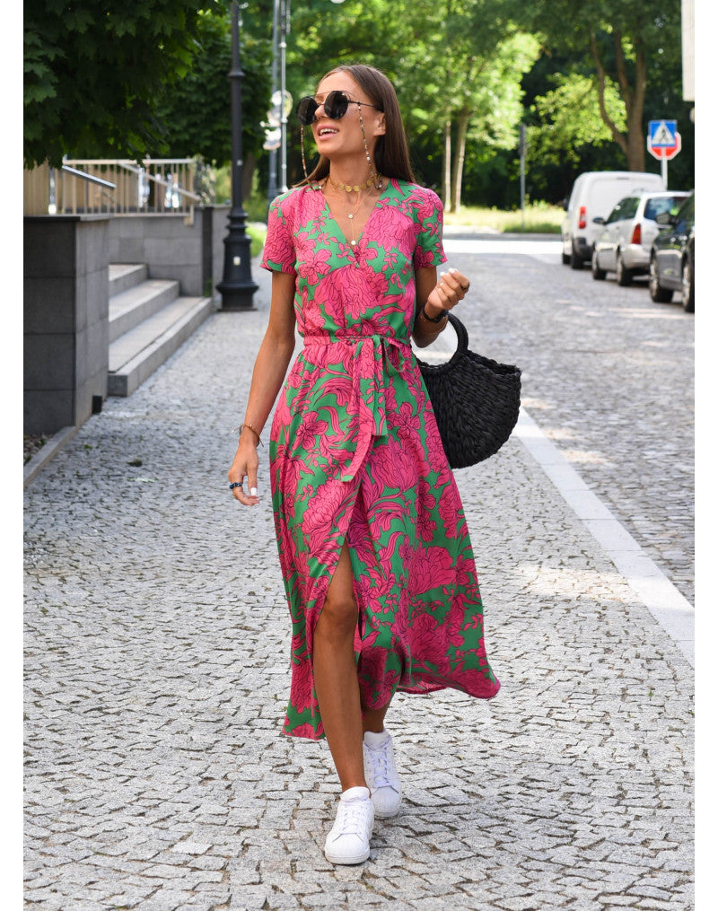 Amelie | Geblümtes Wickel-Midikleid