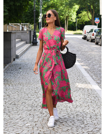 Amelie | Geblümtes Wickel-Midikleid