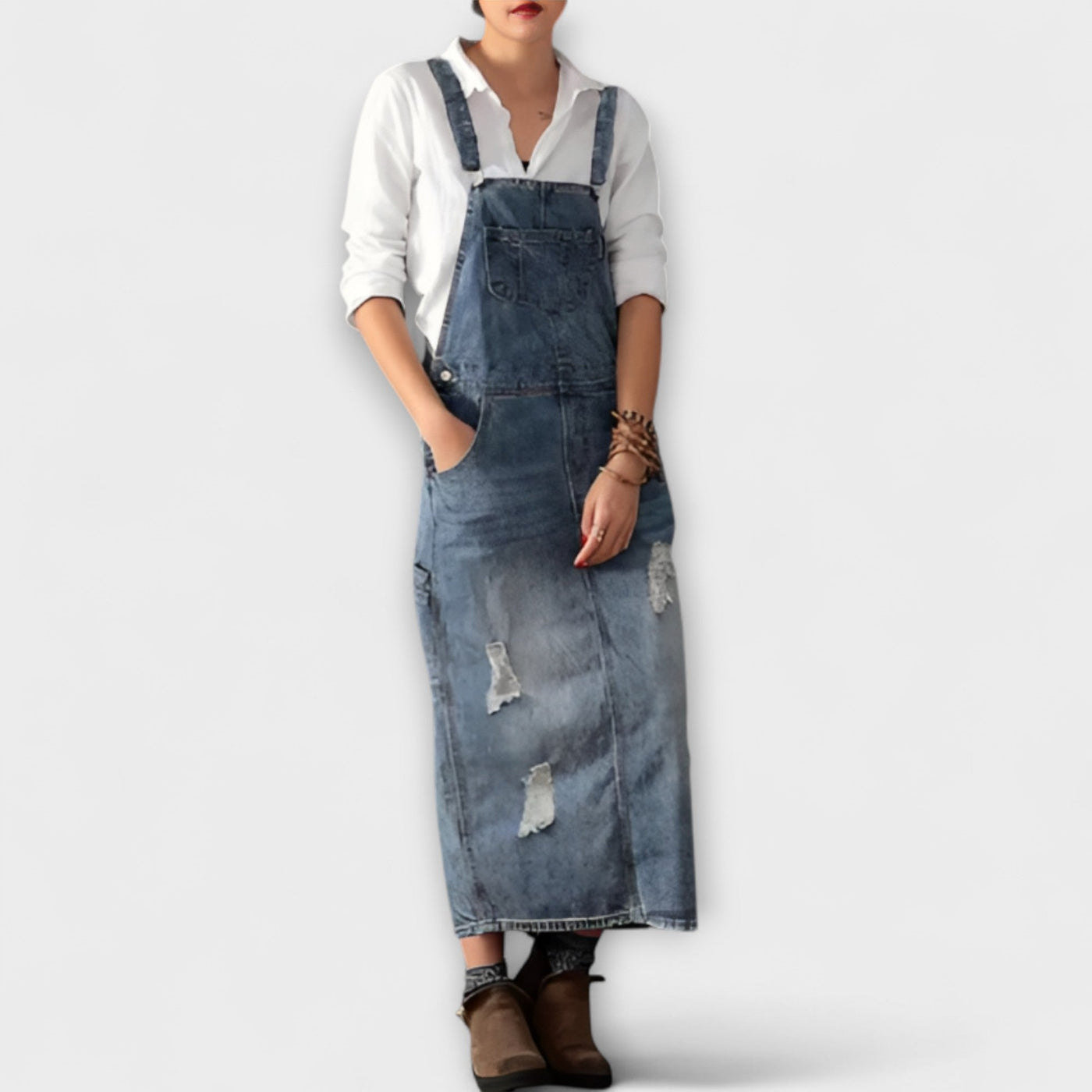 Alexa - Maxikleid im Denim-Stil