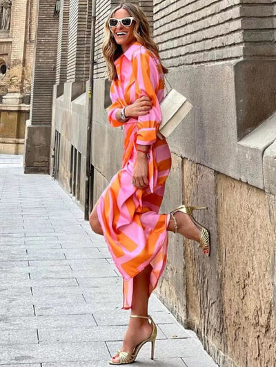 Bernice – Gestreiftes Midi-Hemdkleid