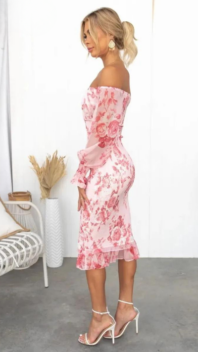 Dahlia – Atemberaubendes schulterfreies Midikleid