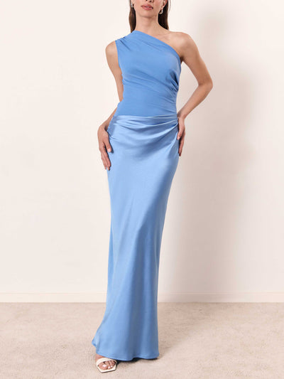 Alina - One-Shoulder Pleated Maxi Dress