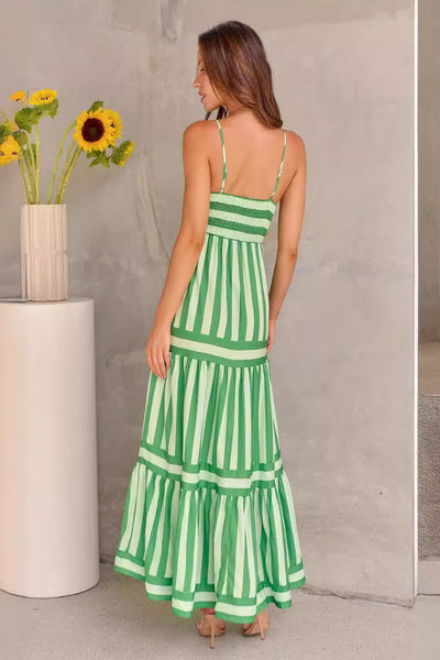 Mia | Gestreiftes Maxikleid mit Trägern und Taschen