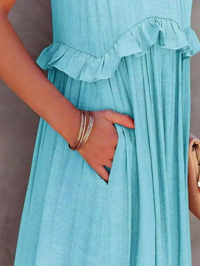Delilah – Elegantes Neckholder-Kleid mit Rüschenbesatz