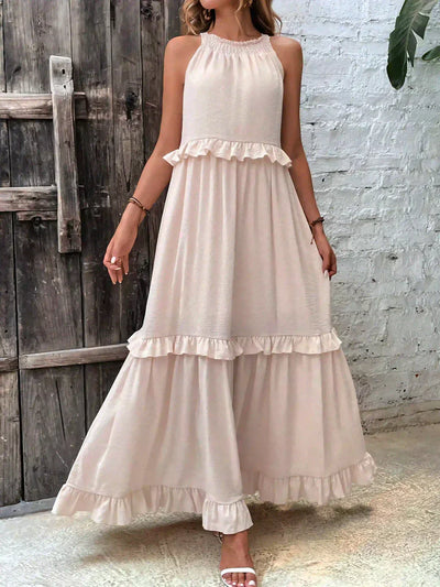 Delilah – Elegantes Neckholder-Kleid mit Rüschenbesatz