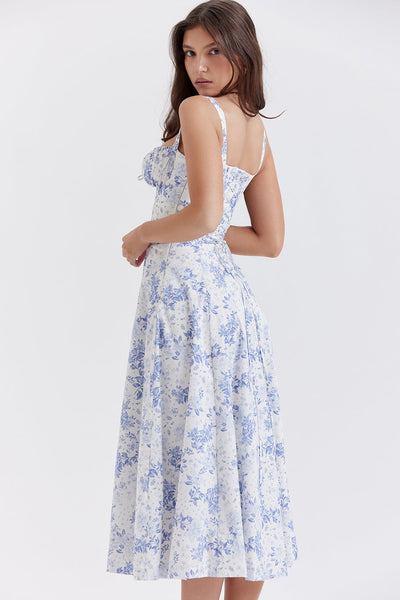 Flora-  Corset A-Line Midi Dress