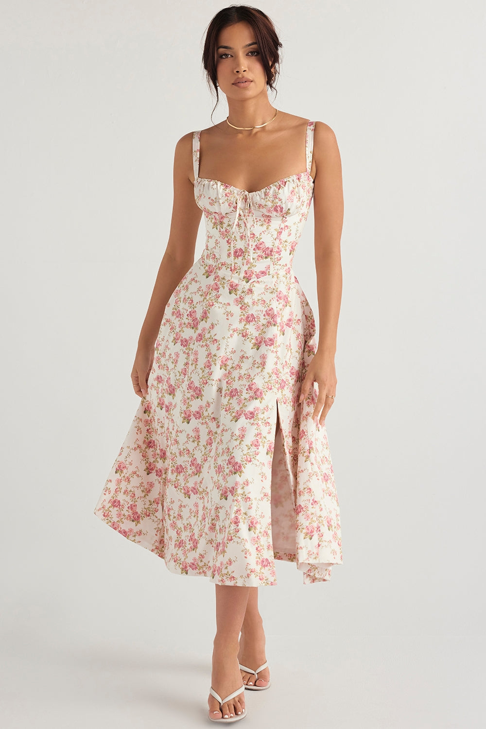 Flora-  Corset A-Line Midi Dress