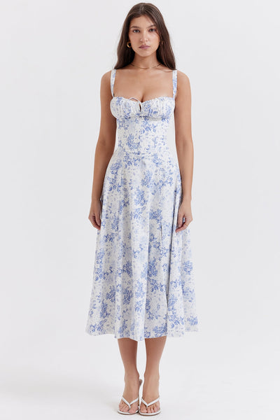 Flora-  Corset A-Line Midi Dress