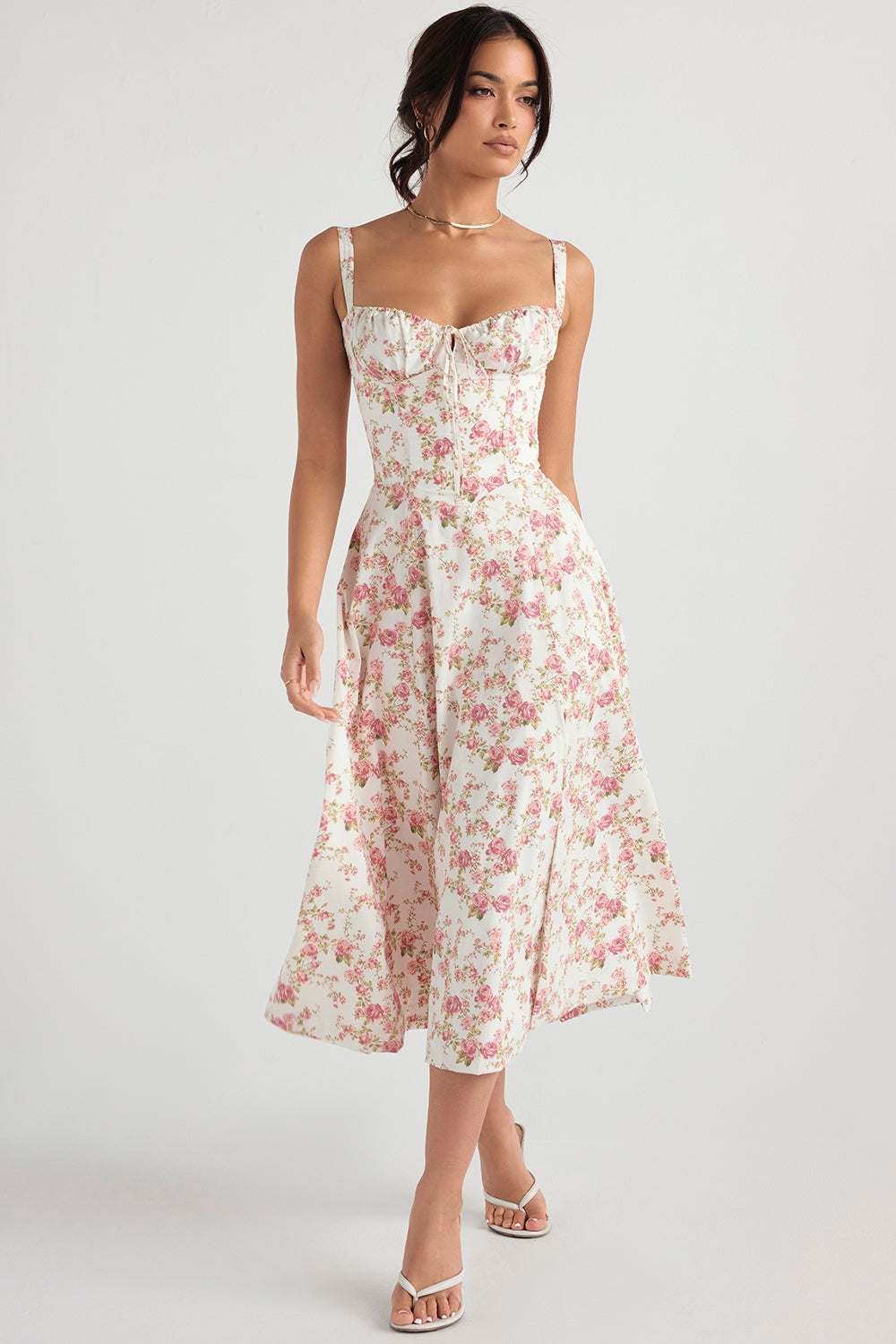 Flora-  Corset A-Line Midi Dress