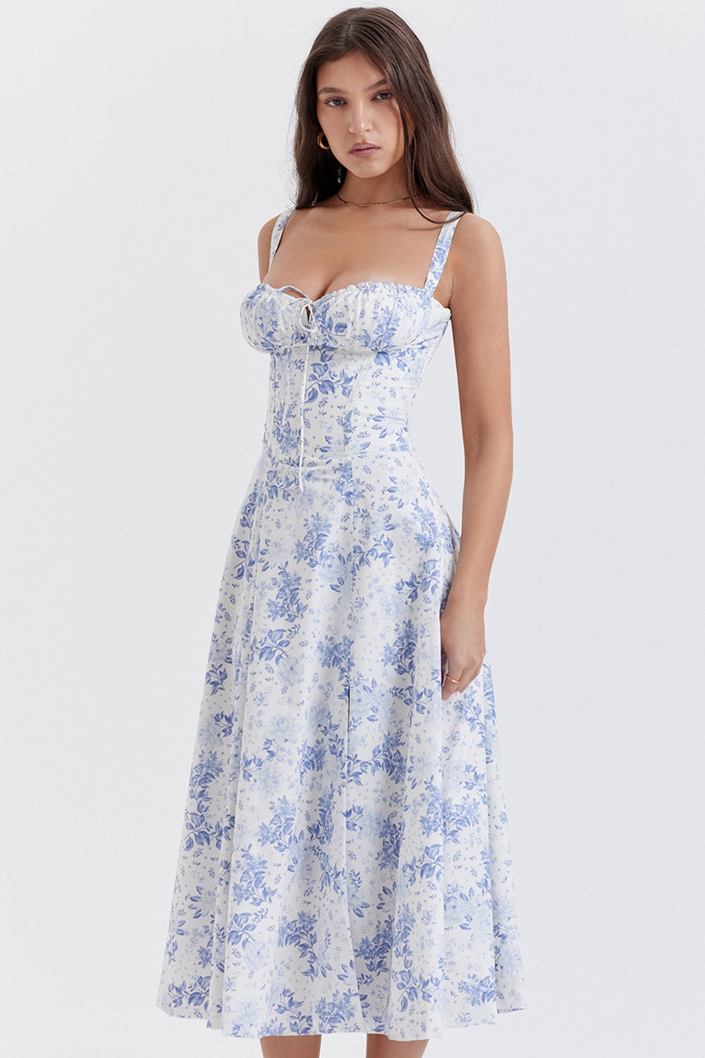 Flora-  Corset A-Line Midi Dress